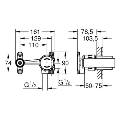 Grohe Einhand-UP-Einbaukörper, für Joystick 2-Loch-WT-Batterien Bild 3