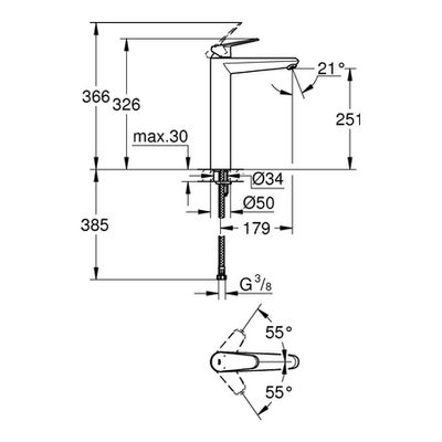 Grohe EH-WT-Batterie Eurodisc C, für freistehende Waschschüsseln, Farbe chrom Bild 3