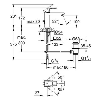 Grohe EH-Waschtischbatterie Eurocube 23445 mittelhohe Ausführung, Farbe supersteel Bild 3