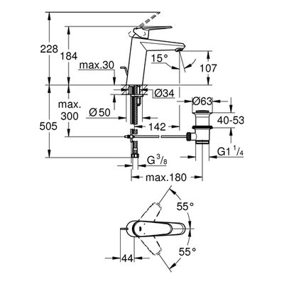 Grohe EH-Waschtischbatterie Eurodisc C 23448_2 mittelhohe Ausführung, Farbe chrom Bild 3