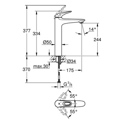 Grohe EH-Waschtischbatterie Eurostyle 23570_3 XL-Size glatter Körper, Farbe chrom Bild 3