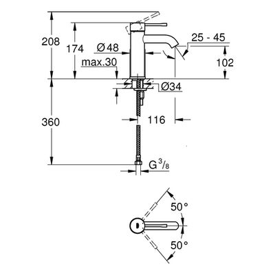 Grohe EH-WT-Batterie Essence 23590_1 S-Size glatter Körper, Farbe hard graphite Bild 3