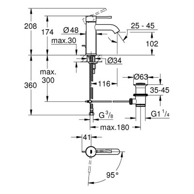 Grohe Einhand-Waschtischbatterie Essence 23591_1 S-Size Mittelstellung kalt, Farbe silberfarben Bild 3