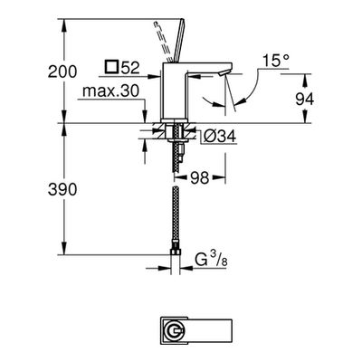 Grohe EH-Waschtischbatterie Eurocube Joy S-Size glatter Körper, Farbe chrom Bild 3