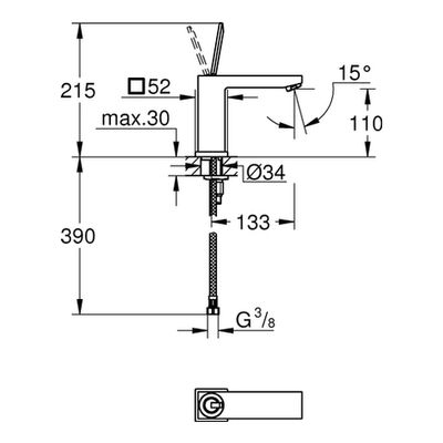 Grohe EH-Waschtischbatterie Eurocube Joy M-Size glatter Körper, Farbe chrom Bild 3
