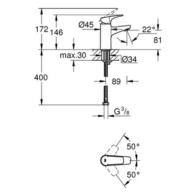 Grohe EH-Waschtischbatterie BauFlow S-Size glatter Körper, Farbe chrom Bild 3
