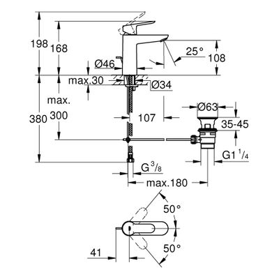 Grohe Einhand-Waschtischbatterie Baüdge M-Size, Farbe silberfarben Bild 3