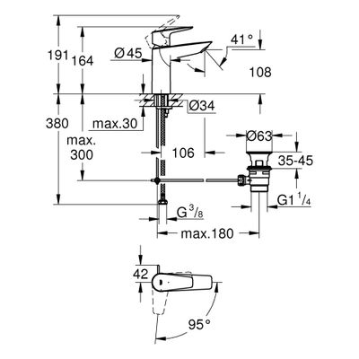 Grohe EH-Waschtischbatterie Baüdge 23759_1 M-Size Mittelstellung kalt, Farbe chrom Bild 3