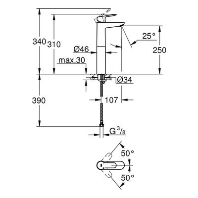 Grohe Einhand-Waschtischbatterie Baüdge XL-Size, Farbe silberfarben Bild 3