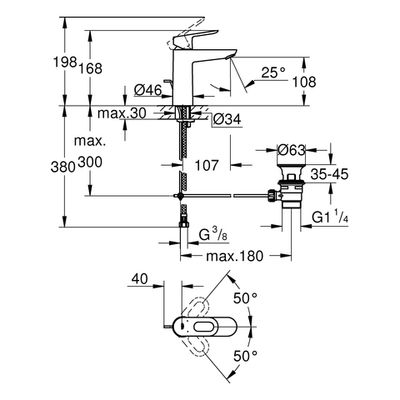Grohe Einhand-Waschtischbatterie BauLoop M-Size, Farbe silberfarben Bild 3