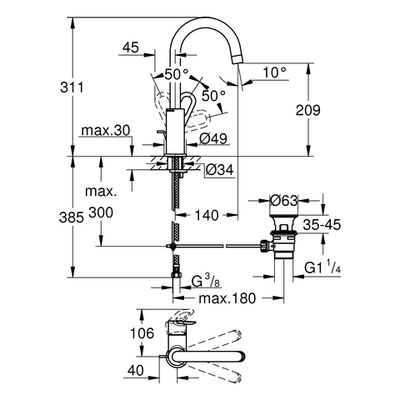 Grohe Einhand-Waschtischbatterie BauLoop L-Size, Farbe silberfarben Bild 3