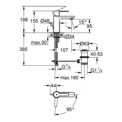 Grohe EH-WT-Batterie Lineare 23790_1 XS-Size Mittelstellung kalt, Farbe chrom Bild 3