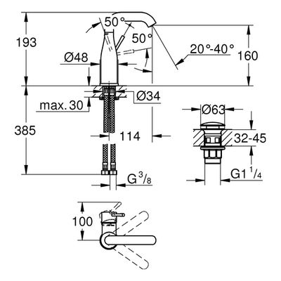 Grohe EH-WT-Batterie Essence 23798_1 Push-open-Ablaufgarnitur M-Size, Farbe chrom Bild 3