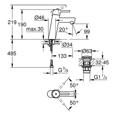 Grohe EH-WT-Batterie Concetto 23932_1 M-Size Push-open Ablaufgarnitur, Farbe chrom Bild 3