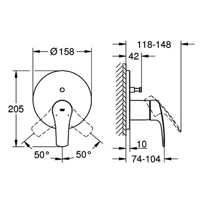 Grohe Fertigset Einhebel-Wannenbatterie Eurosmart, für Rapido SmartBox, 158 mm, Farbe chrom Bild 3