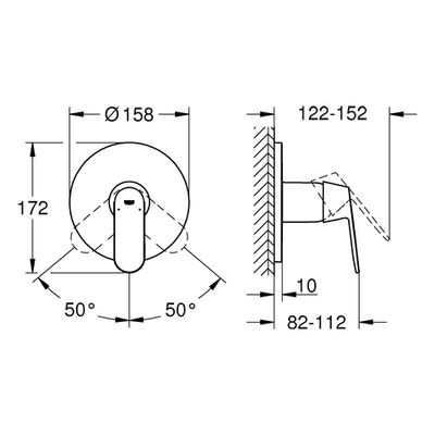 Grohe Farbset Einhebel-Brausebatt. Eurosmart C, für Rapido SmartBox, verchromt, 175 x 200 x 122 mm, Farbe chrom Bild 3