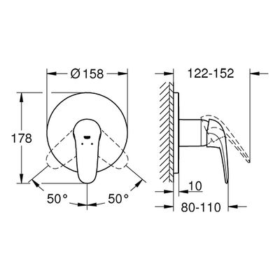 Grohe EH-Brausebatt. Eurostyle 24046_3, 200 x 180 mm, Farbe moon white Bild 3