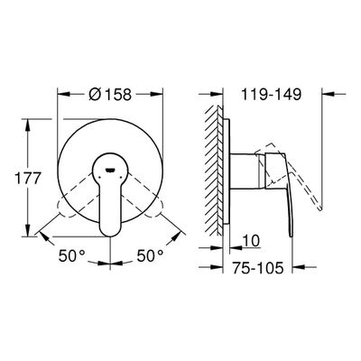 Grohe Farbset Einhebel-Brausebatt. Eurostyle C, für Rapido SmartBox, verchromt, 180 x 200 x 119 mm, Farbe chrom Bild 3