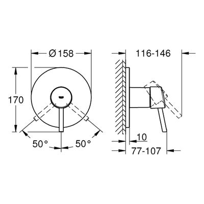 Grohe Farbset Einhebel-Brausebatterie Concetto, für Rapido SmartBox, verchromt, 195 x 180 x 116 mm, Farbe chrom Bild 2