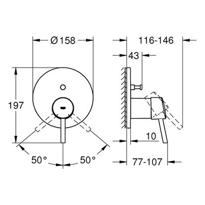Grohe Farbset Einhebel-Wannenbatterie Concetto, für Rapido SmartBox, verchromt, 243 x 180 x 116 mm, Farbe chrom Bild 3
