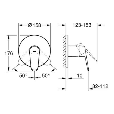 Grohe Farbset Einhebel-Brausebatt. Eurodisc C, für Rapido SmartBox, verchromt, 175 x 200 x 106 mm, Farbe chrom Bild 3