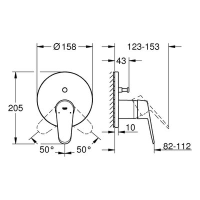 Grohe Farbset Einhebel-Wannenbatterie Eurodisc, für Rapido SmartBox, verchromt, 180 x 200 x 123 mm, Farbe chrom Bild 3