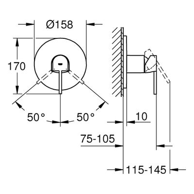 Grohe Farbset Einhebel-Brausebatterie Plus, für Rapido SmartBox, verchromt, 158 mm, Farbe chrom Bild 3