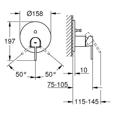 Grohe Farbset Einhebel-Wannenbatterie Plus, für Rapido SmartBox, verchromt, 158 mm, Farbe chrom Bild 3
