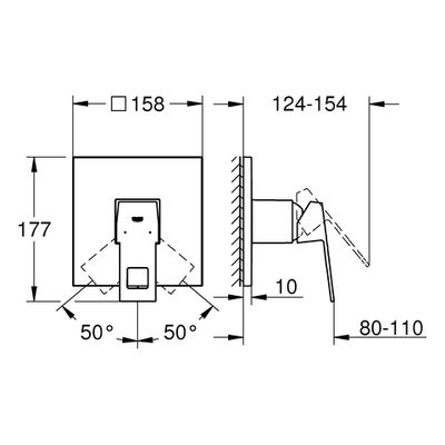 Grohe Farbset Einhebel-Brausebatterie Eurocube eckig, für Rapido SmartBox, verchromt, 200 x 180 x 124 mm, Farbe chrom Bild 3