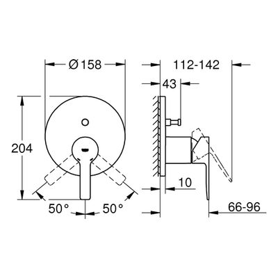 Grohe Farbset Einhebel-Wannenbatterie Lineare, für Rapido SmartBox, verchromt, 243 x 180 x 112 mm, Farbe chrom Bild 3