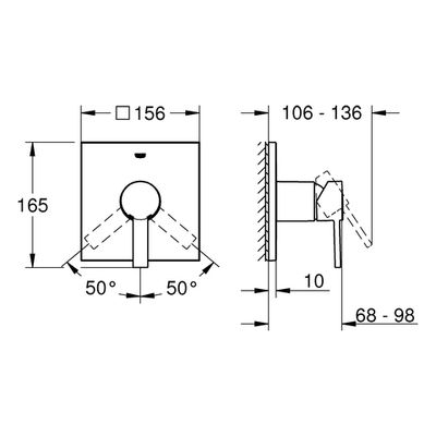Grohe Farbset Einhebel-Brausebatterie Allure eckig, für Rapido SmartBox, verchromt, 243 x 180 x 106 mm, Farbe chrom Bild 3