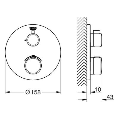 Grohe Farbset-THM-Brausebatterie Grohtherm 1 Abg, für Rapido SmartBox, verchromt, 243 x 180 x 43 mm, Farbe chrom Bild 3