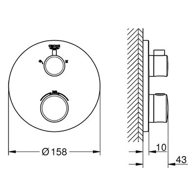 Grohe Farbset-THM-Brausebatterie Grohtherm 2 Abg, für Rapido SmartBox, verchromt, 180 x 200 x 43 mm, Farbe chrom Bild 3