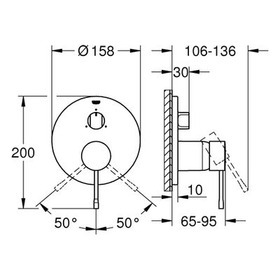 Grohe EH-Batterie Essence 24092_1 FMS, 180 x 200 mm, Farbe hard graphite Bild 3