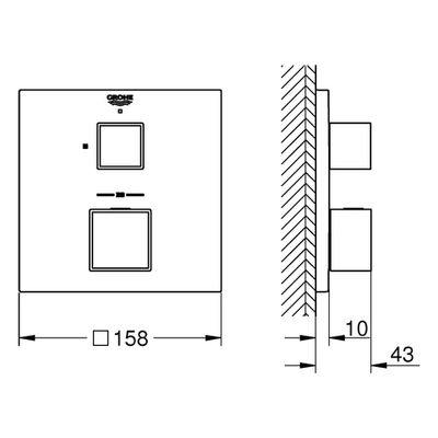 Grohe Fertigmontageset THM-Brausebatterie Grohtherm Cube, verchromt, 180 x 200 mm, Farbe chrom Bild 3