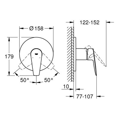 Grohe Fertigset Einhebel-Brausebatterie, Baüdge, verchromt, 158 mm, Farbe chrom Bild 3