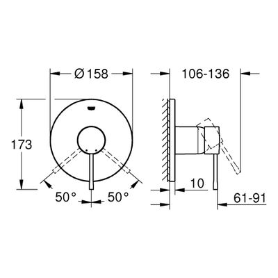 Grohe Farbset Einhebel-Brausebatt. Essence, für Rapido SmartBox, verchromt, 175 x 200 x 106 mm, Farbe chrom Bild 3