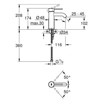 Grohe EH-WT-Batterie Essence 24172_1 S-Size glatter Körper, Farbe phantom black Bild 3