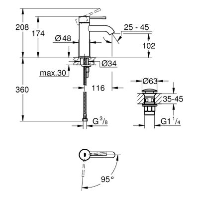Grohe EH-WT-Batterie Essence 24179_1 Push-open-Ablaufgarnitur S-Size, Farbe chrom Bild 3