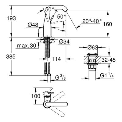 Grohe EH-WT-Batterie Essence 24181_1 Push-open-Ablaufgarnitur M-Size, Farbe chrom Bild 3