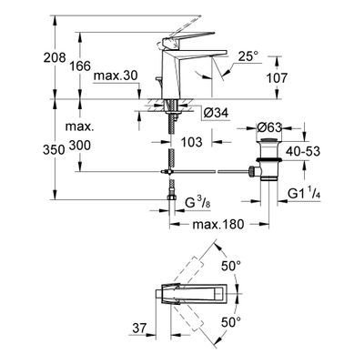 Grohe EH-WT-Batterie Allure Brilliant 24341 Zugst.-Abl.grt. hard graphite geb, Farbe hard graphite Bild 3