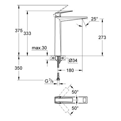 Grohe EH-WT-Batt. Allure Brilliant 24346, für freist. Waschsch. hard graphite geb, Farbe hard graphite Bild 3