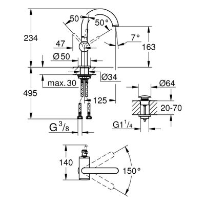 Grohe Einhand-Waschtischbatterie Atrio 24363 M-Size hard graphite gebürstet, Farbe hard graphite Bild 3