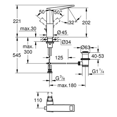 Grohe EH-WT-Batt. Allure Bril. PC 24400 L-Size Griff Raendelstruktur, Farbe supersteel Bild 3