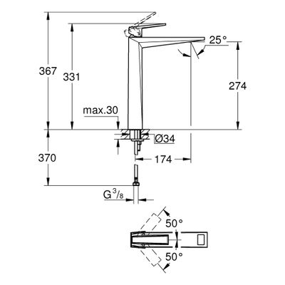 Grohe EH-WT-Batt. Allure Bril. PC 24419 XL-Size Gr. VN-Caesarst. hard grap. geb, Farbe hard graphite Bild 3