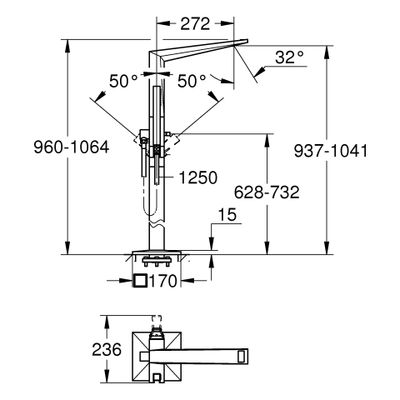 Grohe Wannenbatt. Allure Bril. PC 24422 Bodenmont. Gr. Raendelstr, Farbe supersteel Bild 3