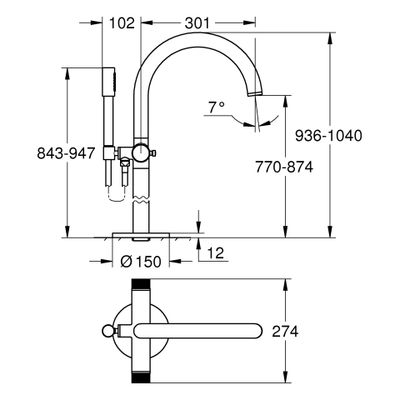 Grohe Wannenbatterie Atrio Private C. 25229 BM Knopfbetaetigung, Farbe cool sunrise Bild 3