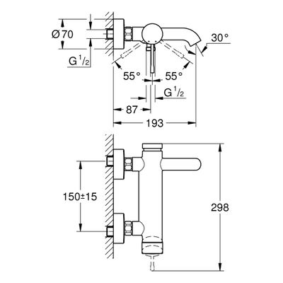 Grohe Einhebel-AP-Wannenbatterie Essence, 193 mm Bild 3