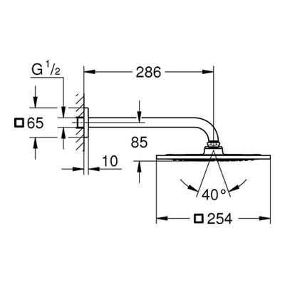 Grohe Kopfbrauseset Rainshower F-Series 10'' 26070 BA 1 Strahl 9,5l/min, 100 x 305 mm, Farbe chrom Bild 3