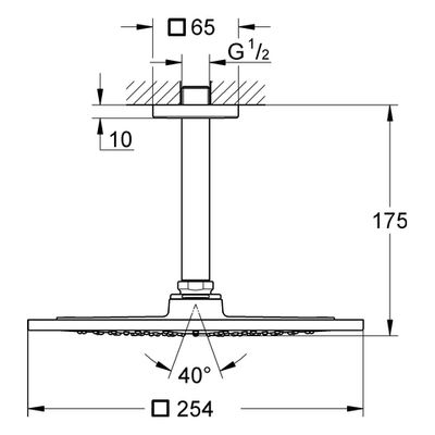 Grohe Kopfbrauseset Rainshower F-Series 10'' DA 1 Strahl 9,5l/min, 100 x 305 mm, Farbe chrom Bild 3